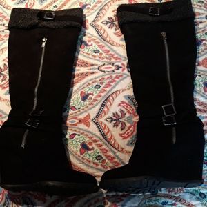 Mid calf wedge heeled justfab boots